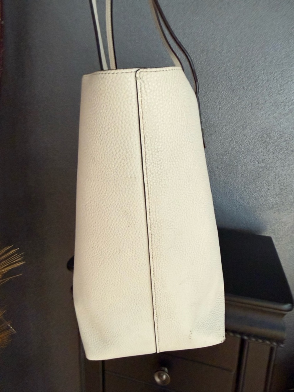 Coach Ivory Pebbled Leather Double-Handle Tote with Gold Logo - Picture 3 of 10